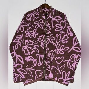 Free People Printed Dolman Quilted Knit Jacket Size XL‎ NWT Oversized Slouchy